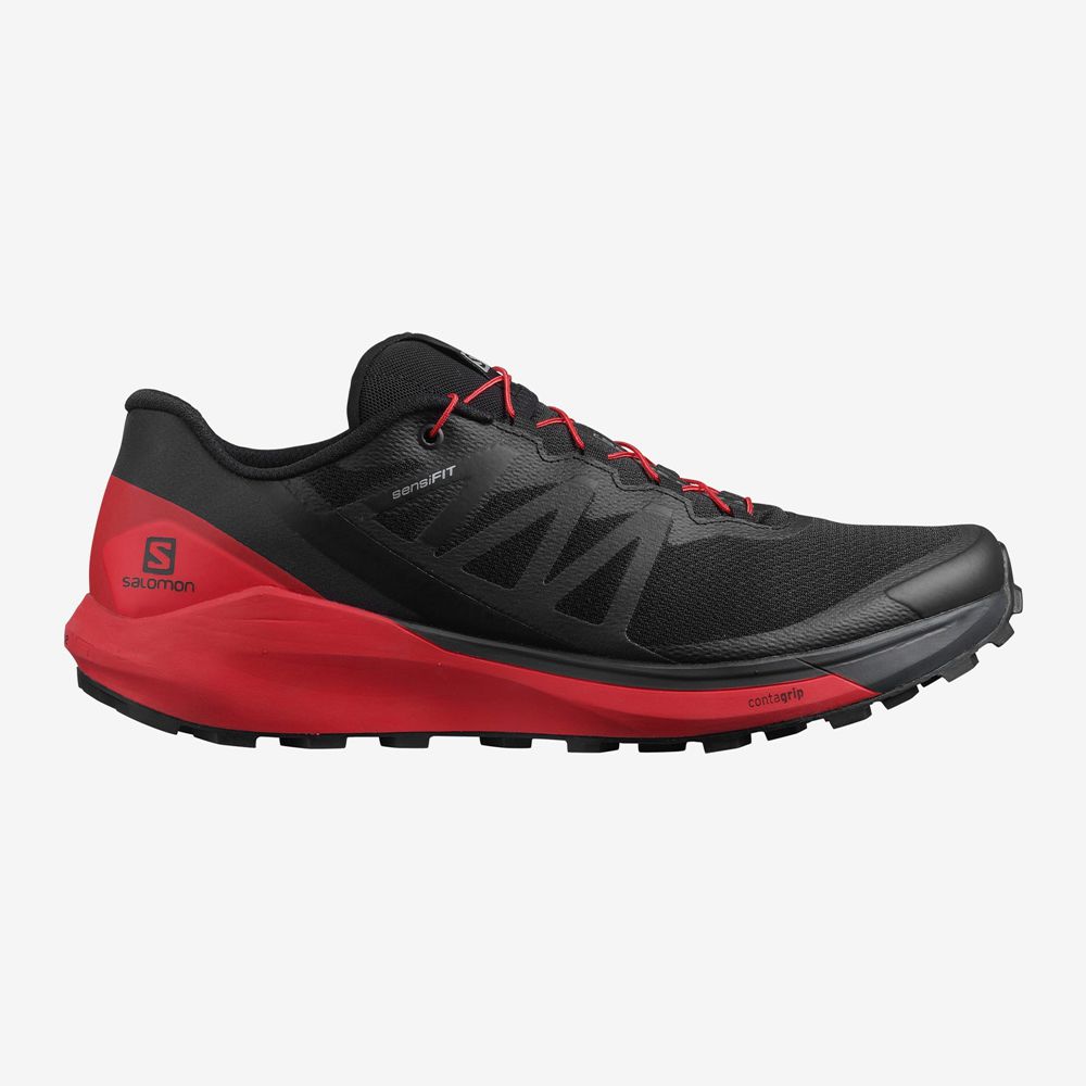 Salomon Israel SENSE RIDE 4 - Mens Trail Running Shoes - Black / Red (YJUL-45693)